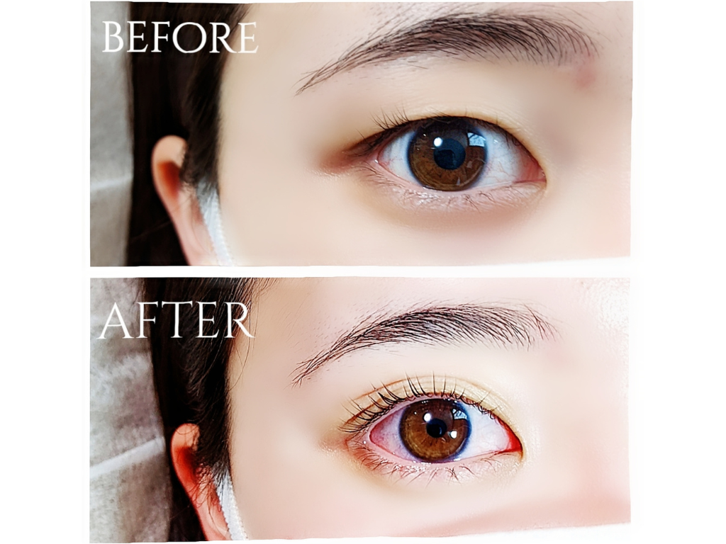 奥二重から二重に
まつ毛パーマで二重に